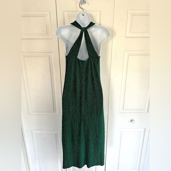Anthropologie Green Maeve Adrienne Twist-Back Textured Velvet Midi Dress XS - Picture 8 of 16